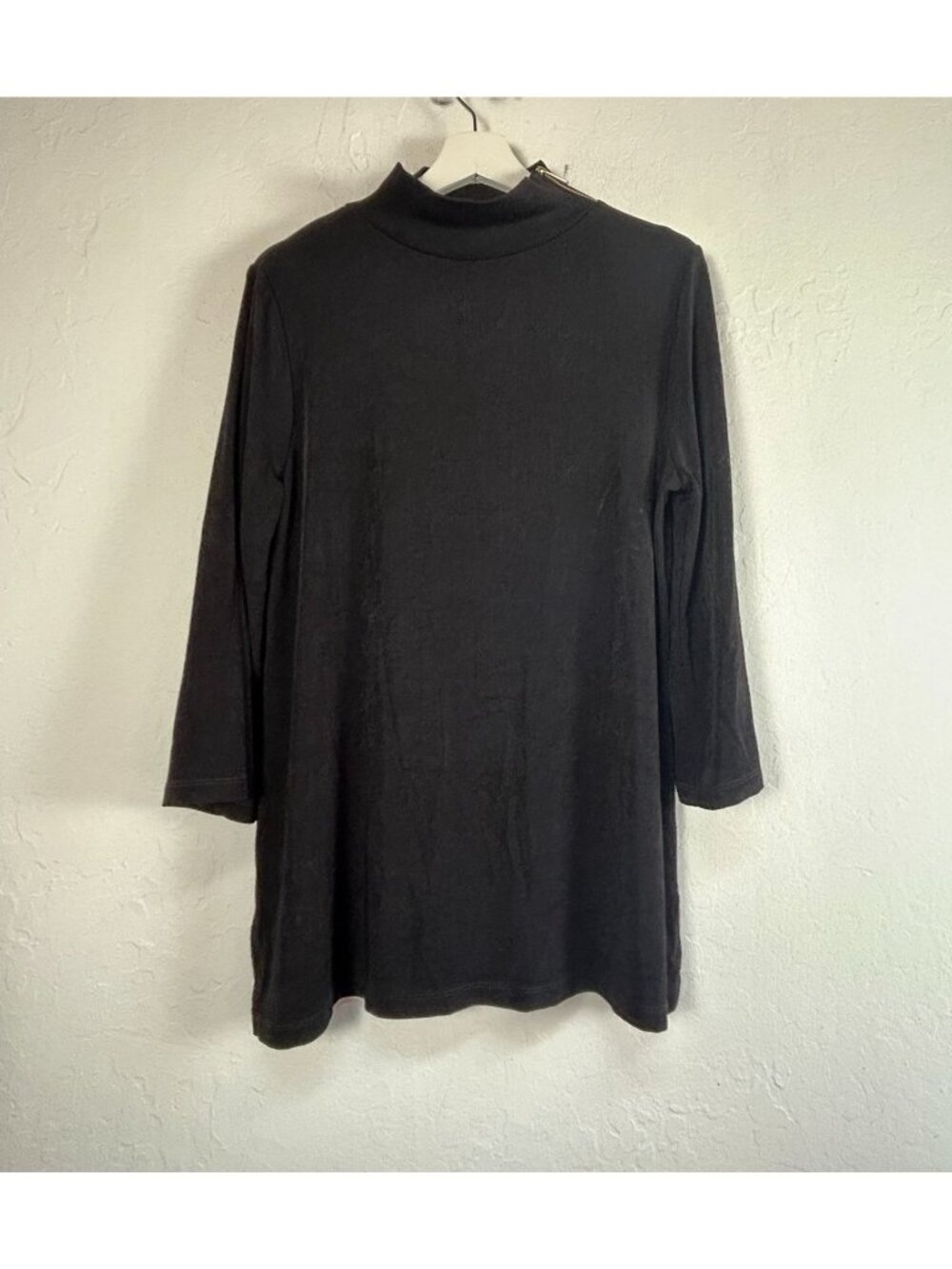 Chico's Travelers Womens Black 3/4 Sleeve Turtleneck Top Size 2 US 12/14 Stretch